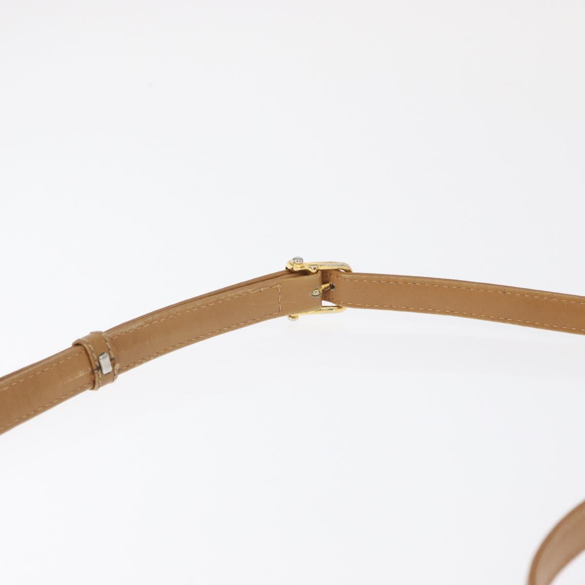 CELINE Macadam Canvas Shoulder Bag PVC Beige Gold Auth ep12683