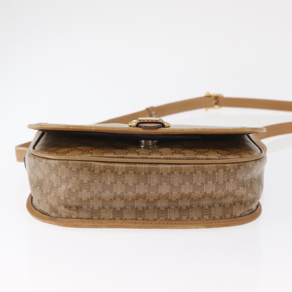 CELINE Macadam Canvas Shoulder Bag PVC Beige Gold Auth ep12683