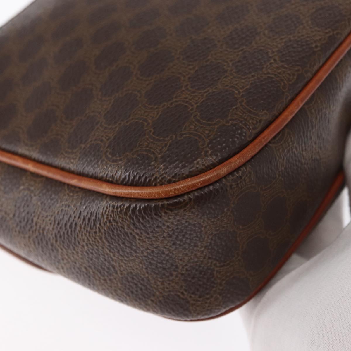CELINE Macadam Canvas Shoulder Bag PVC Leather Brown Gold Auth ep12686
