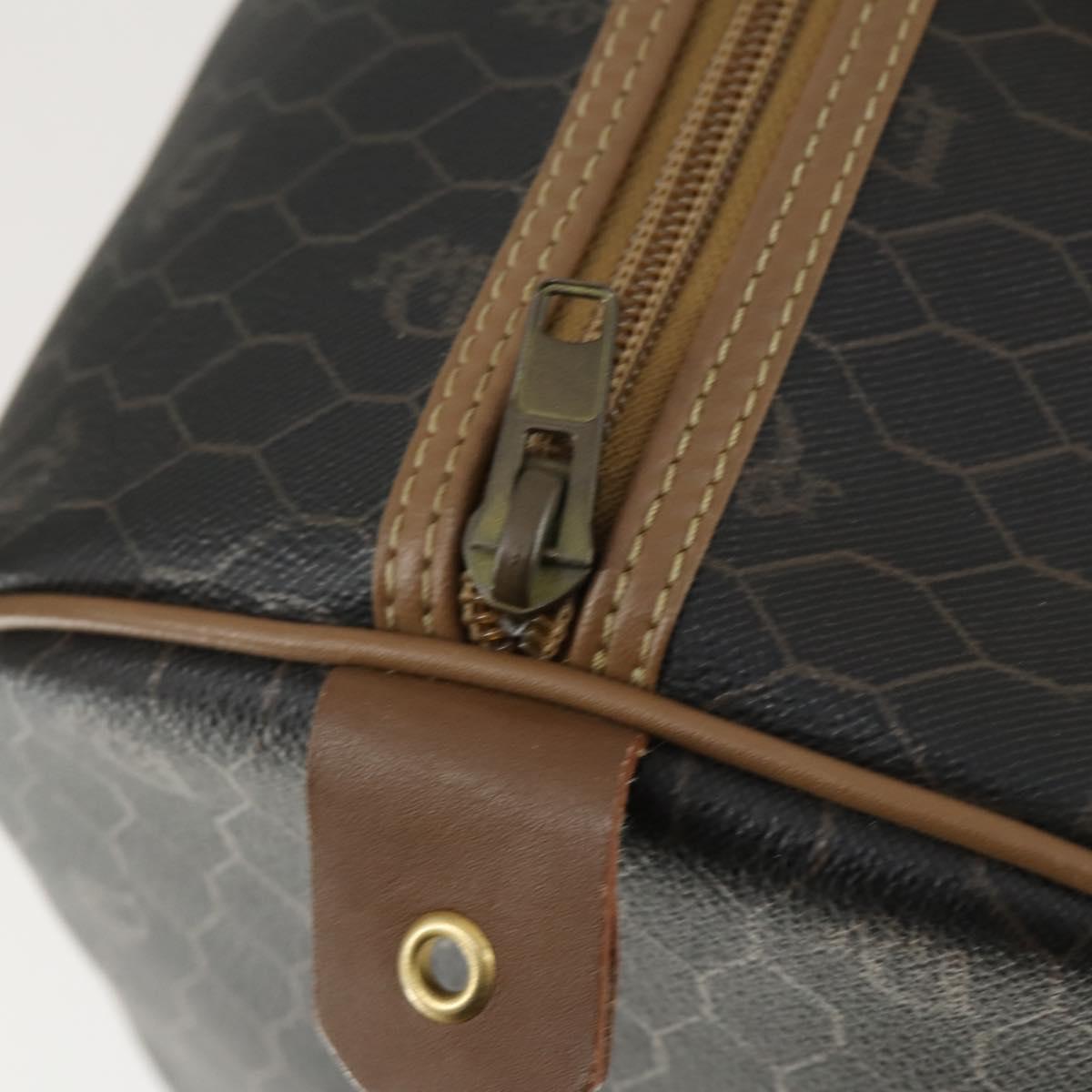 Christian Dior Honeycomb Canvas Boston Bag PVC Black Gold Auth ep12688