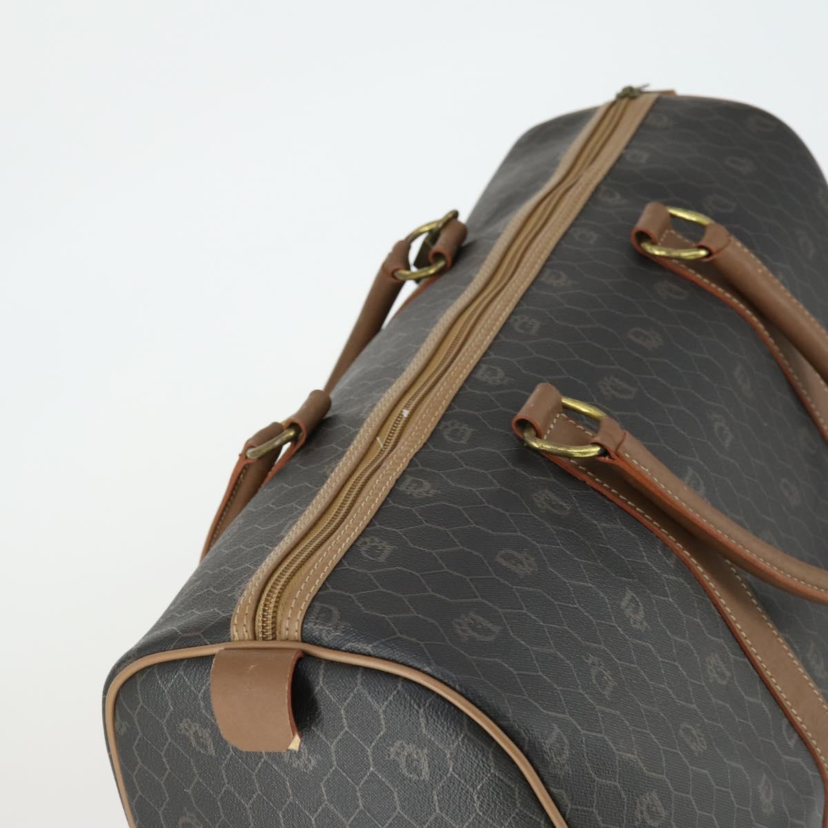 Christian Dior Honeycomb Canvas Boston Bag PVC Black Gold Auth ep12688