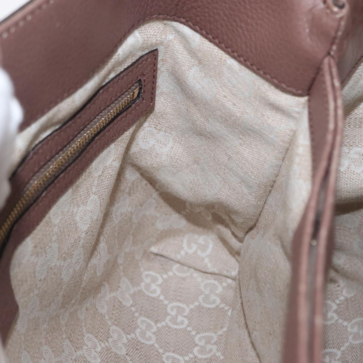 GUCCI Bamboo Hand Bag Leather 2way Pink Gold 308360 Auth ep12689