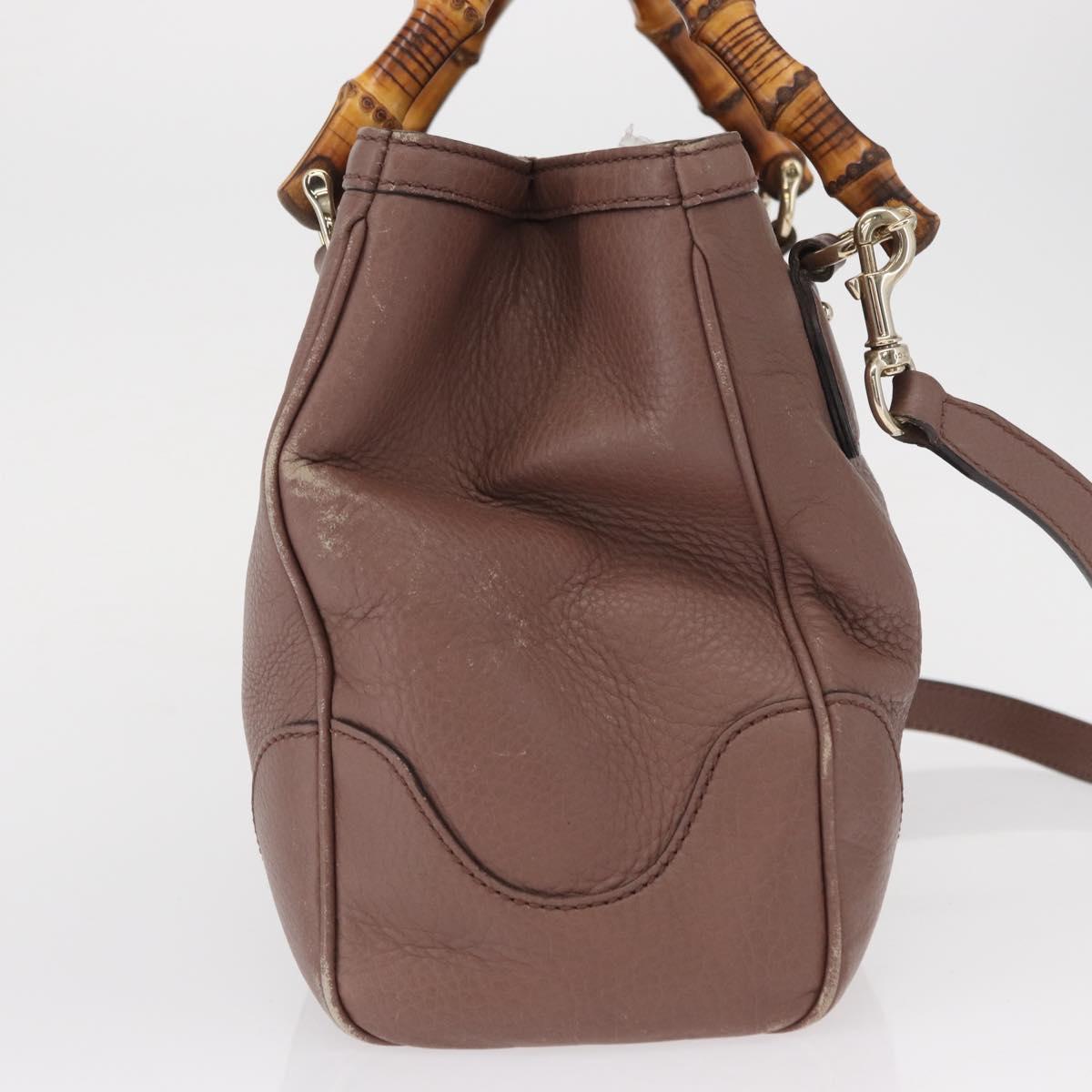 GUCCI Bamboo Hand Bag Leather 2way Pink Gold 308360 Auth ep12689