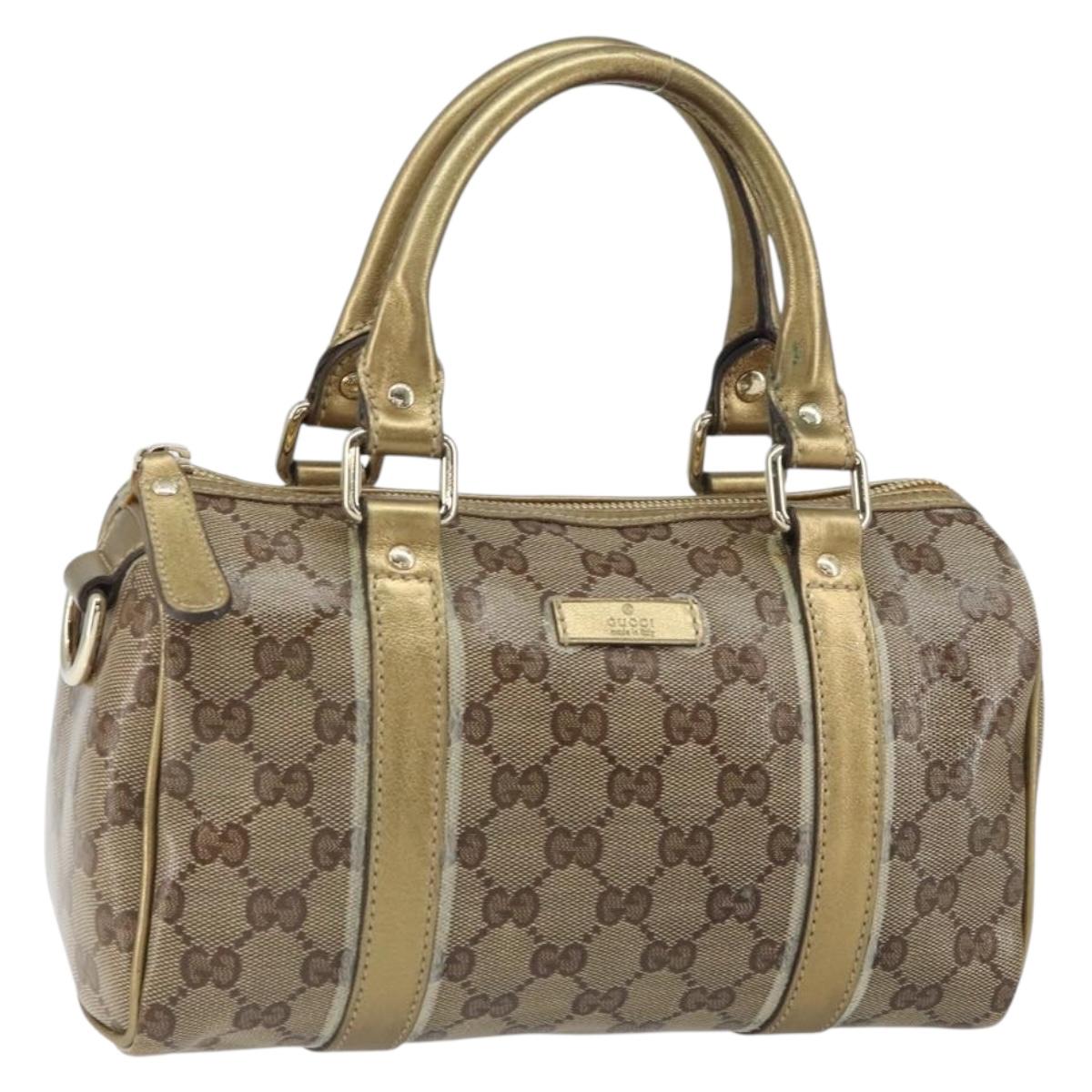 GUCCI GG Crystal Hand Bag Beige Gold 193604 Auth ep12691