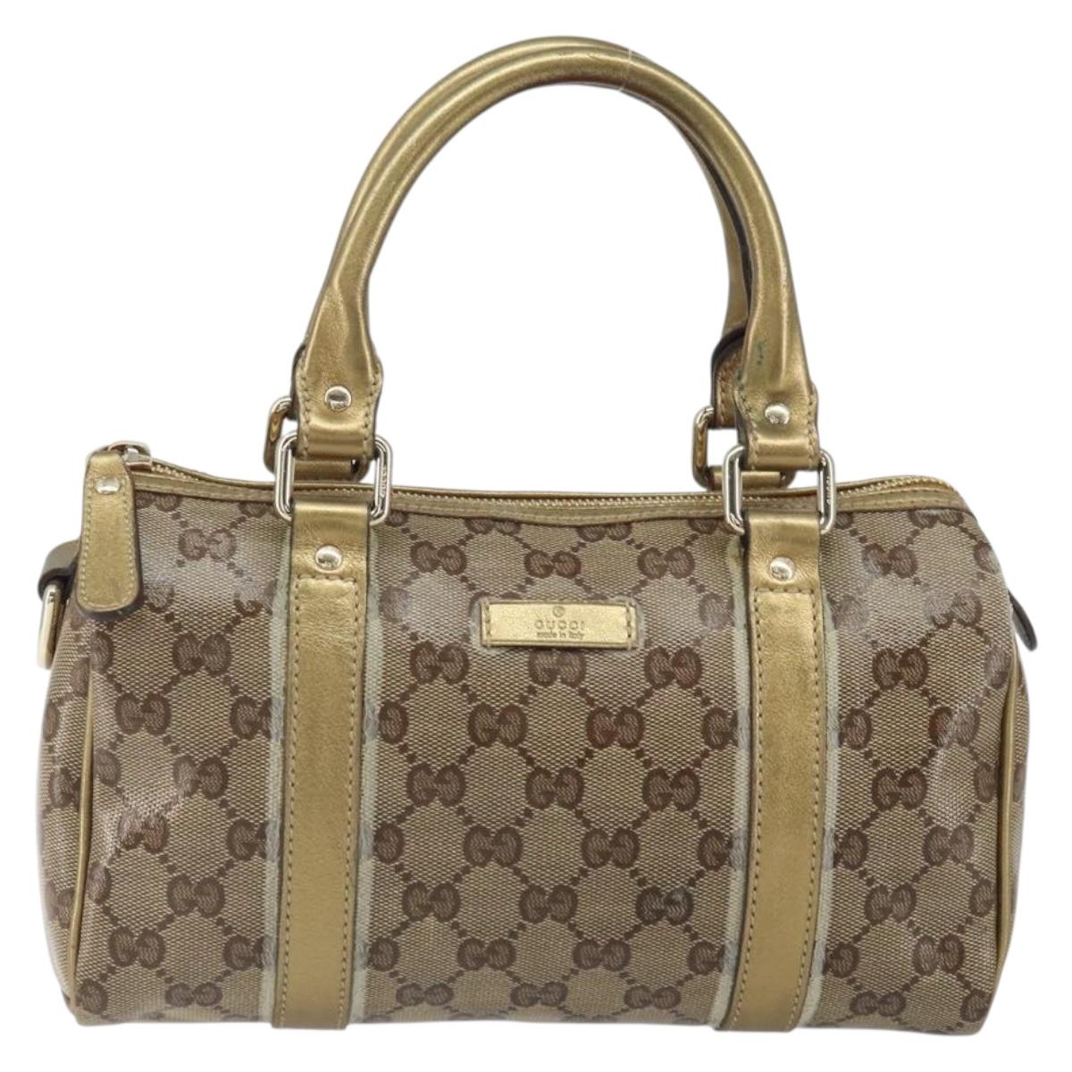 GUCCI GG Crystal Hand Bag Beige Gold 193604 Auth ep12691