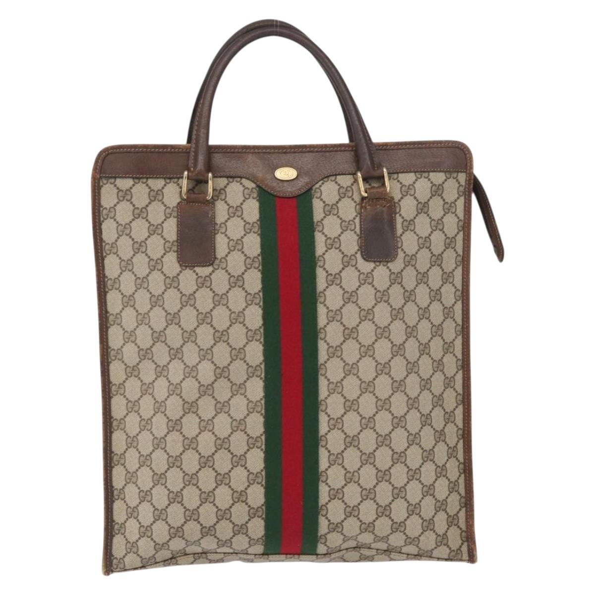 GUCCI GG Supreme Web Sherry Line Tote Bag PVC Beige Gold 010 378 Auth ep12692