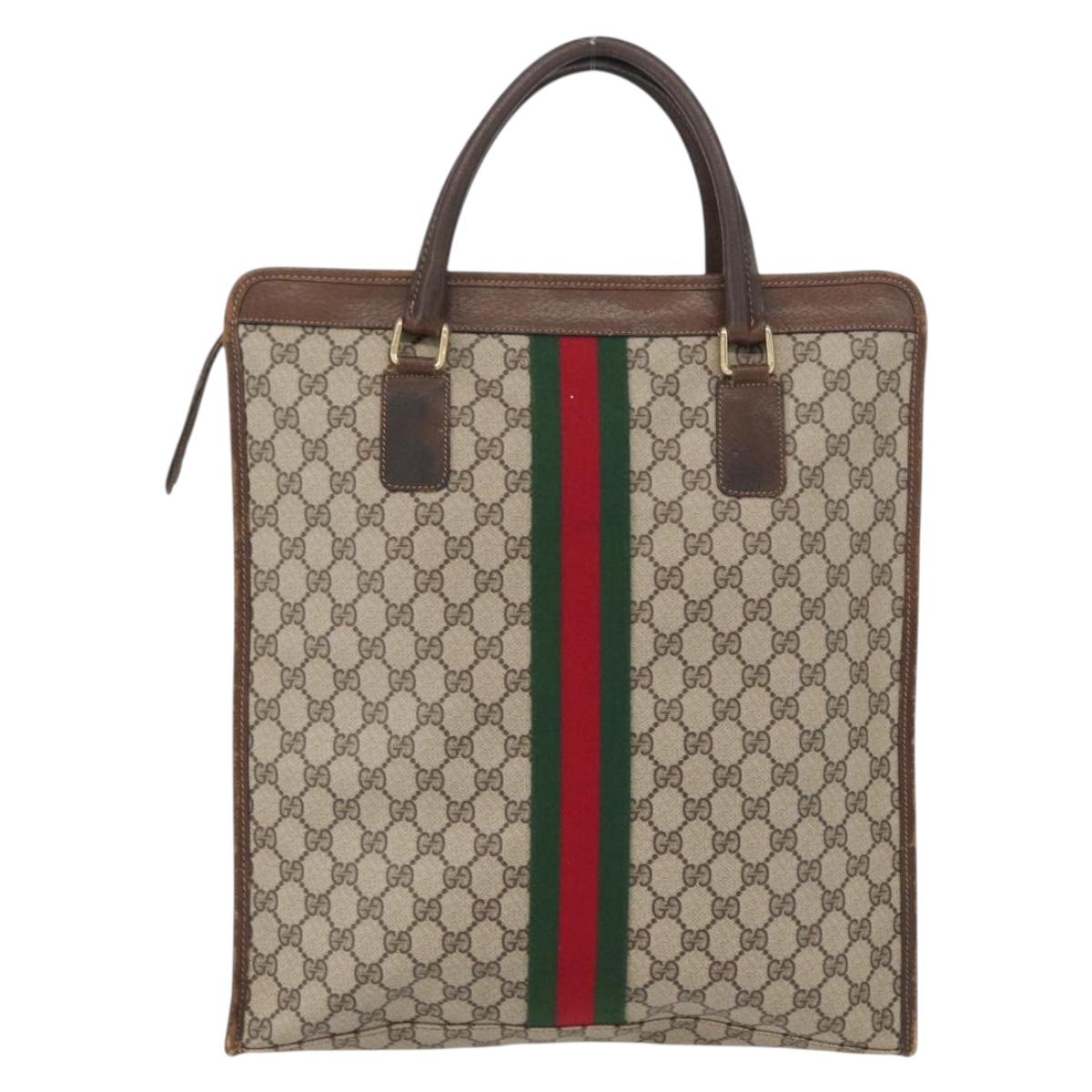 GUCCI GG Supreme Web Sherry Line Tote Bag PVC Beige Gold 010 378 Auth ep12692