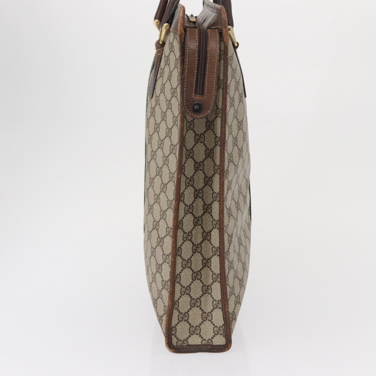 GUCCI GG Supreme Web Sherry Line Tote Bag PVC Beige Gold 010 378 Auth ep12692