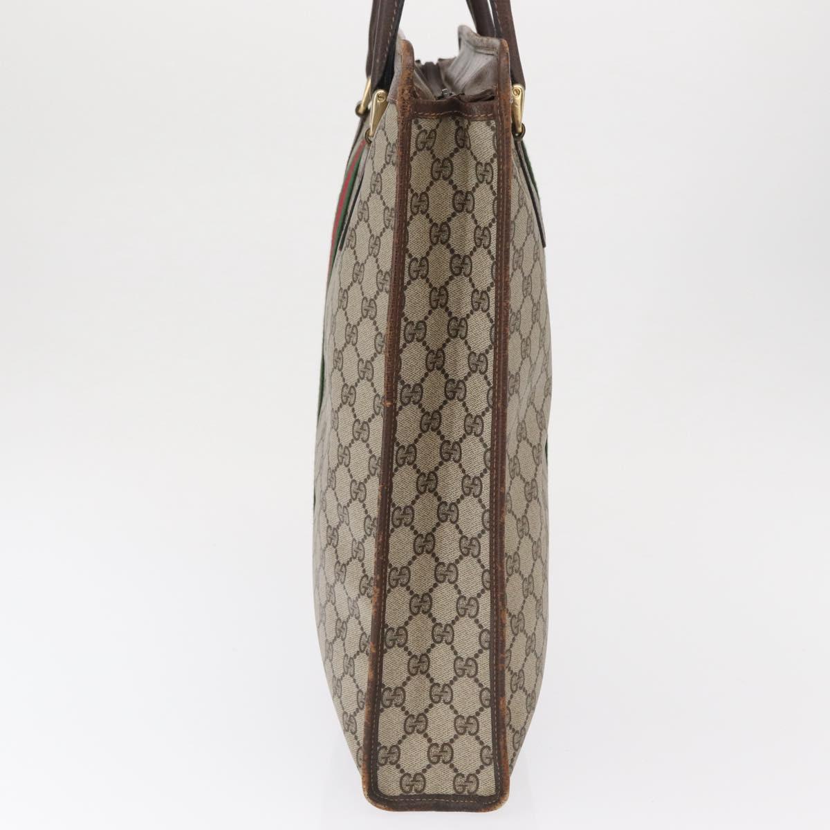 GUCCI GG Supreme Web Sherry Line Tote Bag PVC Beige Gold 010 378 Auth ep12692