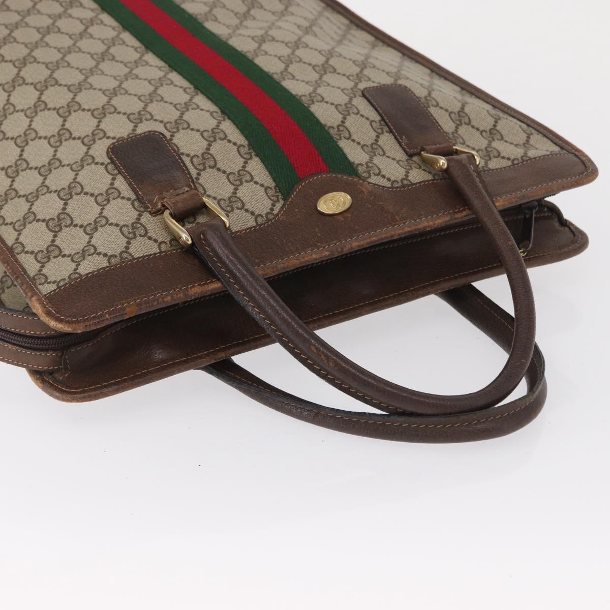 GUCCI GG Supreme Web Sherry Line Tote Bag PVC Beige Gold 010 378 Auth ep12692