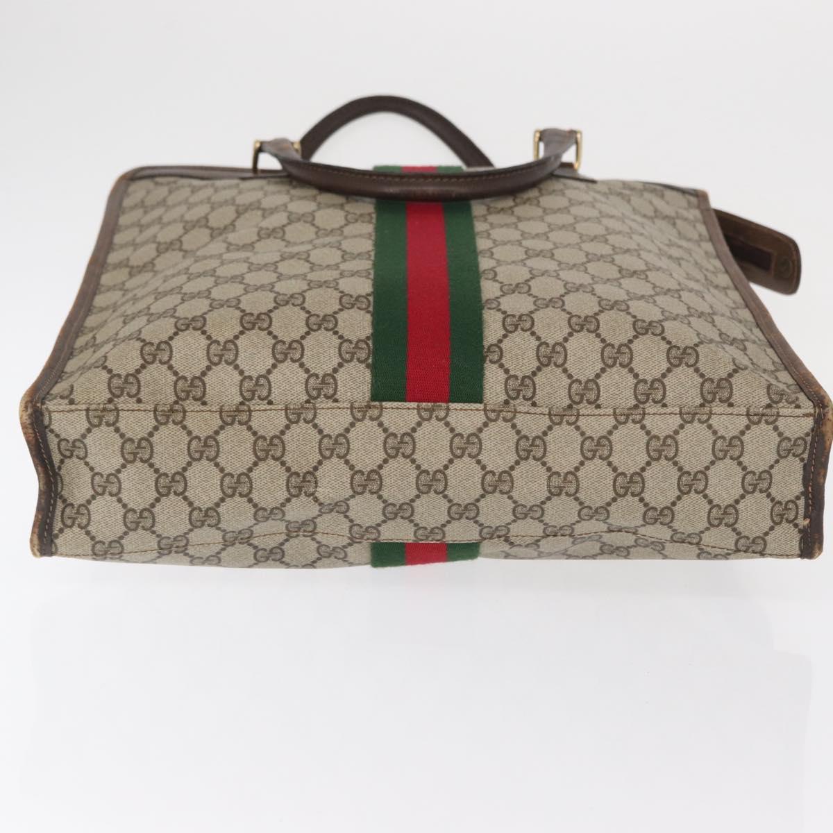 GUCCI GG Supreme Web Sherry Line Tote Bag PVC Beige Gold 010 378 Auth ep12692