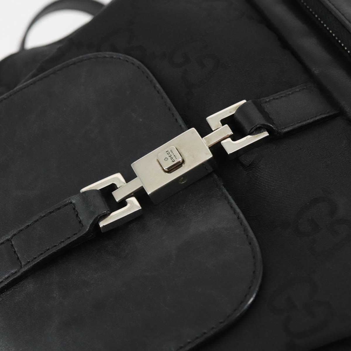 GUCCI GG Canvas Backpack Black Silver 003 0245 Auth ep12708