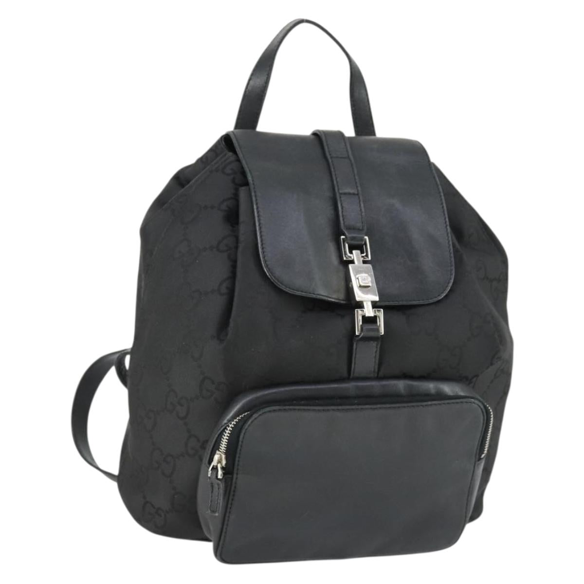 GUCCI GG Canvas Backpack Black Silver 003 0245 Auth ep12708