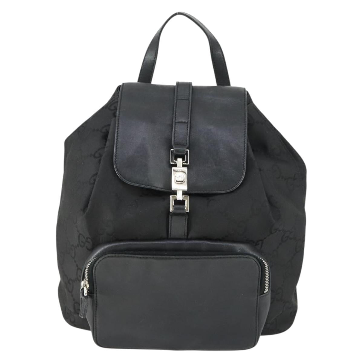 GUCCI GG Canvas Backpack Black Silver 003 0245 Auth ep12708