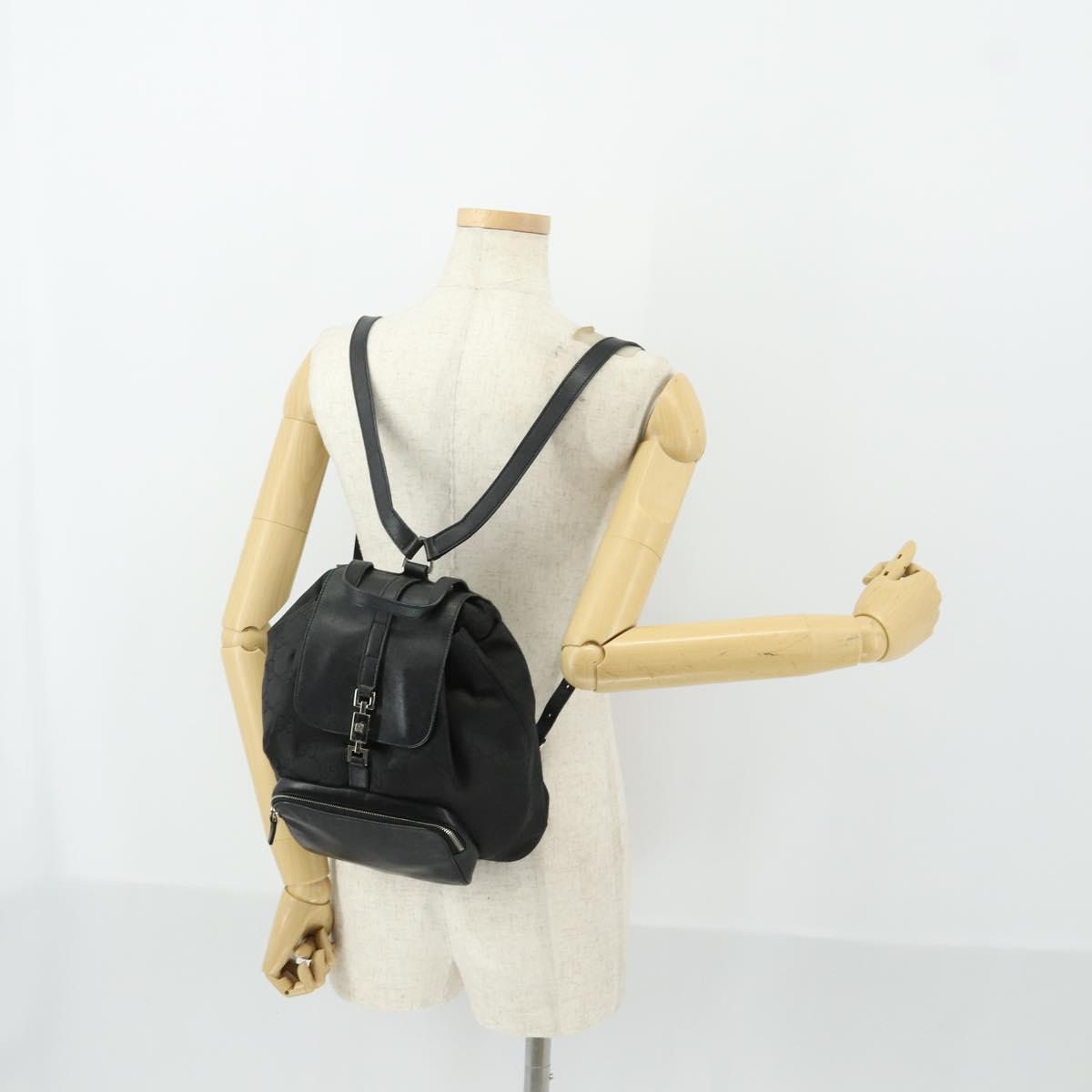 GUCCI GG Canvas Backpack Black Silver 003 0245 Auth ep12708