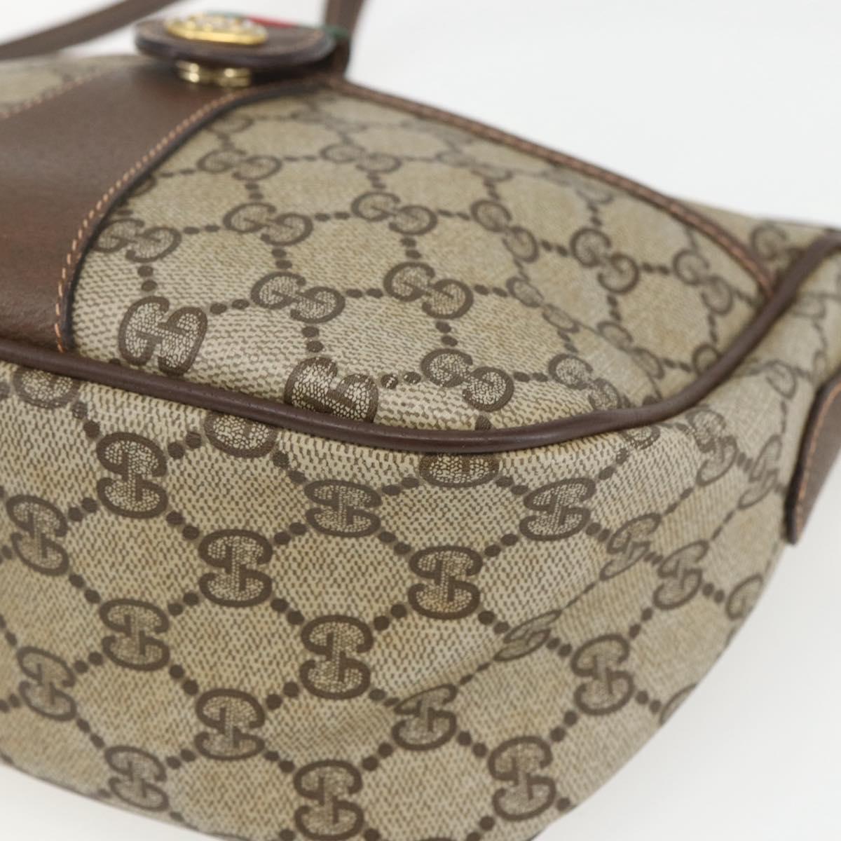 GUCCI GG Supreme Web Sherry Line Bag PVC Beige Gold 89 02 032 Auth ep12711