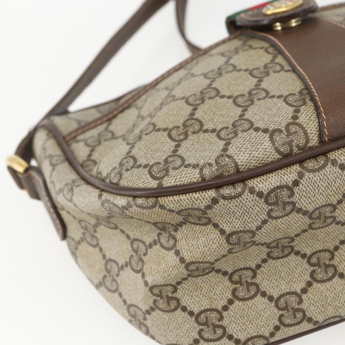 GUCCI GG Supreme Web Sherry Line Bag PVC Beige Gold 89 02 032 Auth ep12711