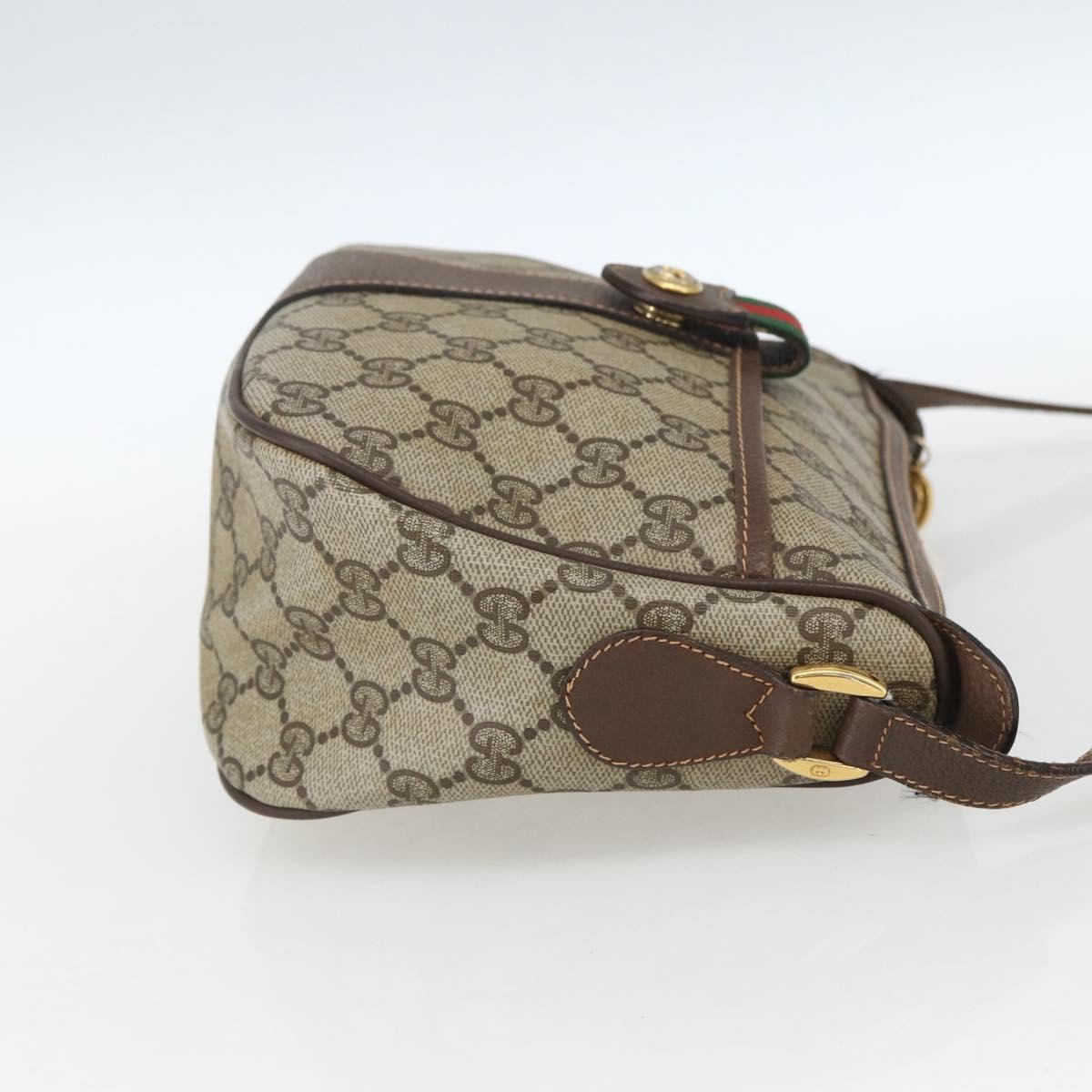 GUCCI GG Supreme Web Sherry Line Bag PVC Beige Gold 89 02 032 Auth ep12711