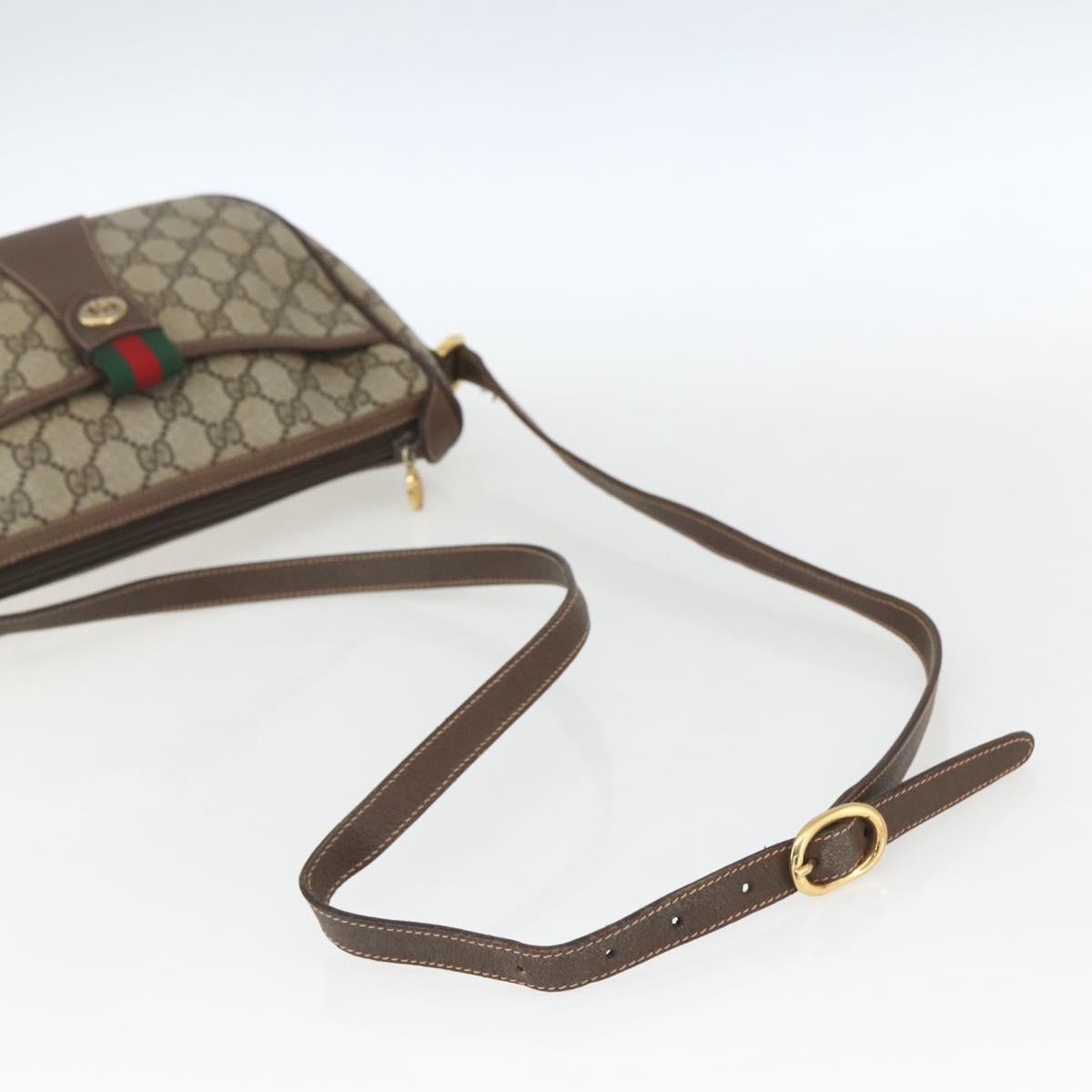 GUCCI GG Supreme Web Sherry Line Bag PVC Beige Gold 89 02 032 Auth ep12711