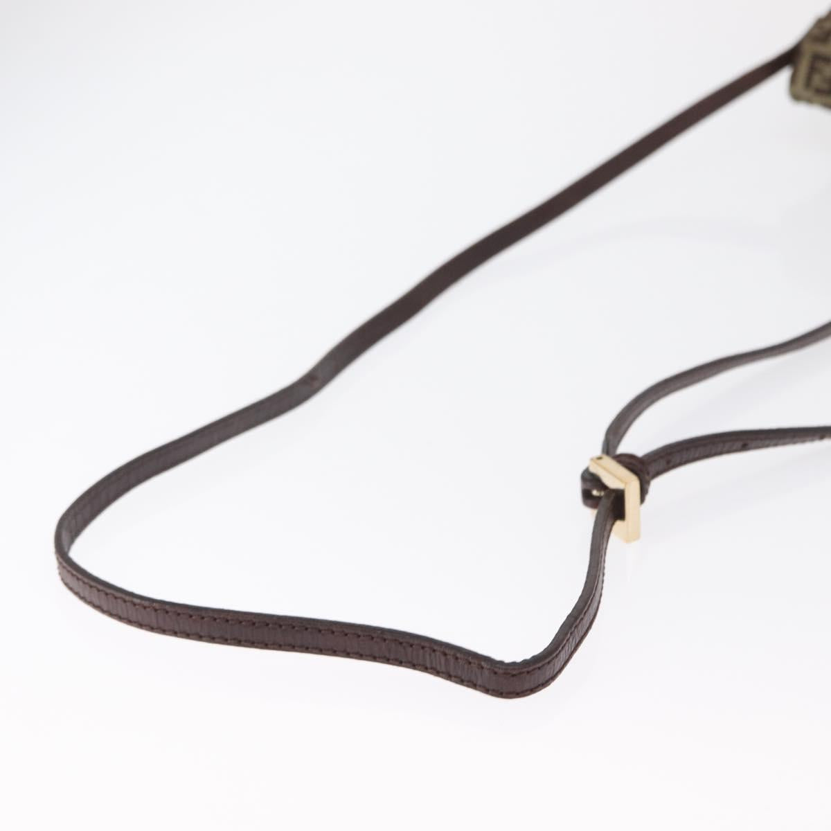 FENDI Zucchino Canvas Shoulder Bag Brown Gold Auth ep12713