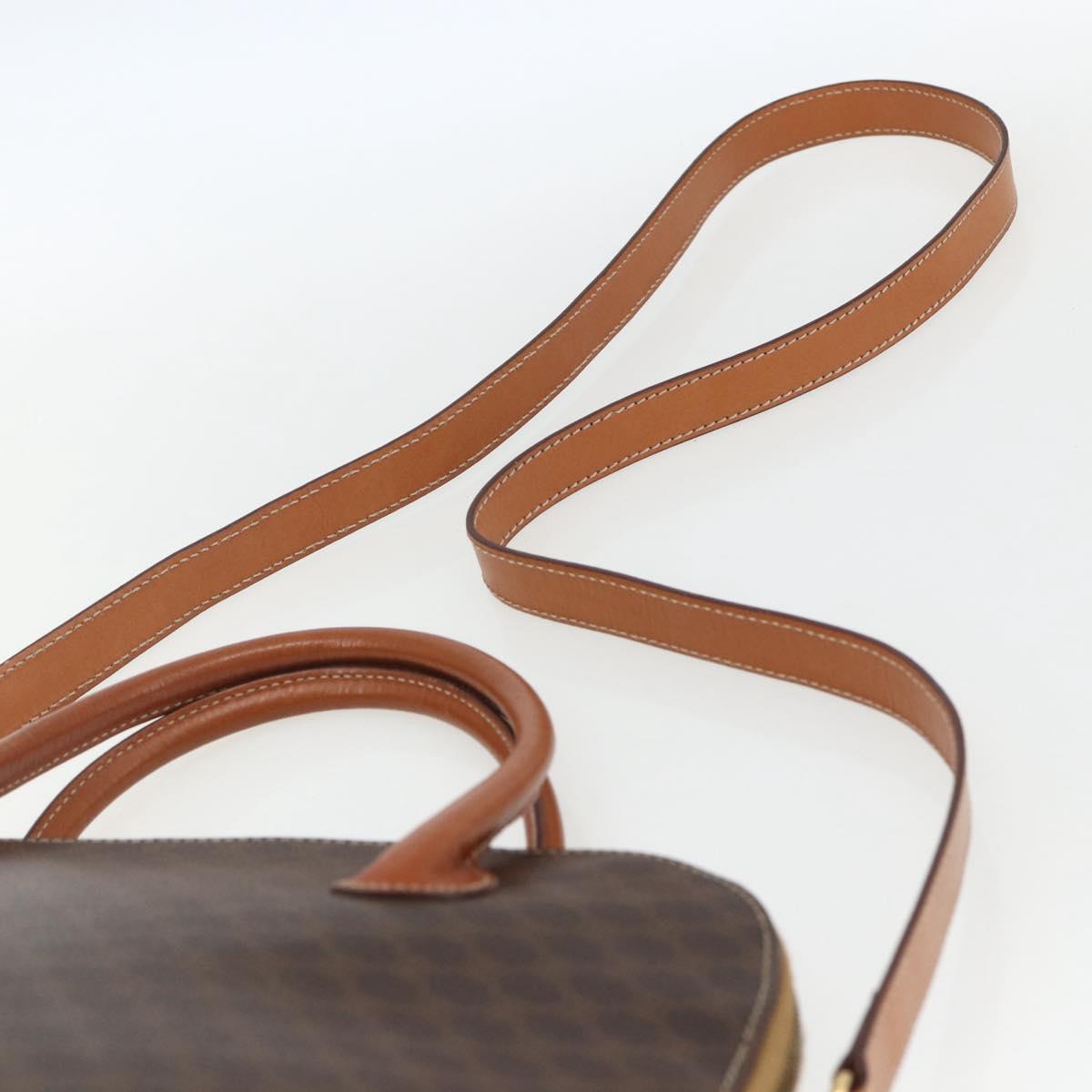 CELINE Macadam Canvas Hand Bag PVC Leather 2way Brown Gold Auth ep12721