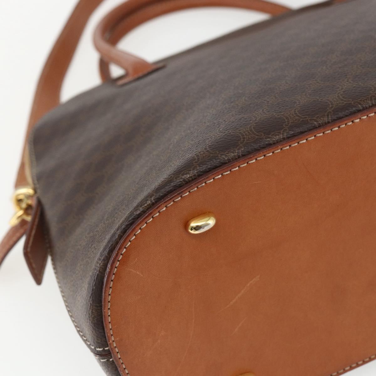 CELINE Macadam Canvas Hand Bag PVC Leather 2way Brown Gold Auth ep12721