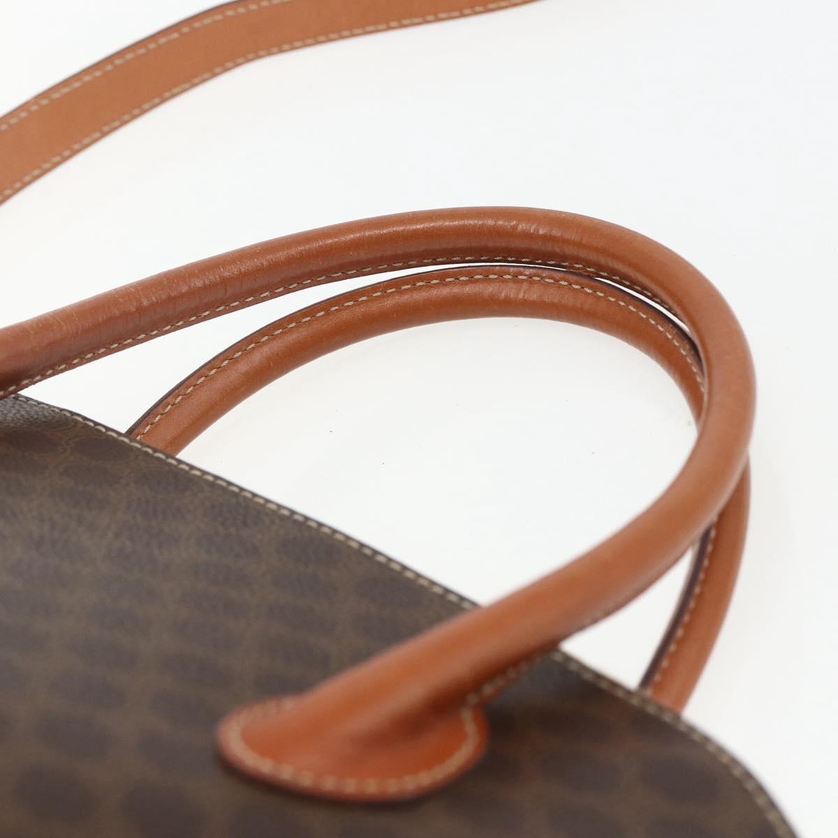 CELINE Macadam Canvas Hand Bag PVC Leather 2way Brown Gold Auth ep12721