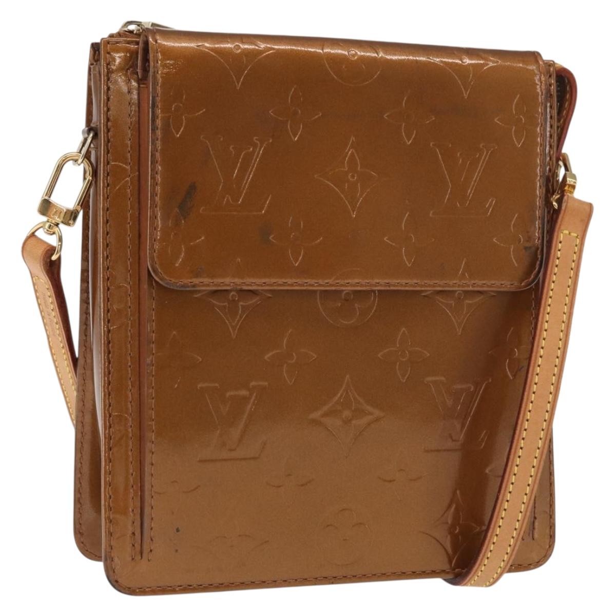 LOUIS VUITTON Monogram Vernis Motto Accessory Pouch Bronze M91138 Auth ep12725