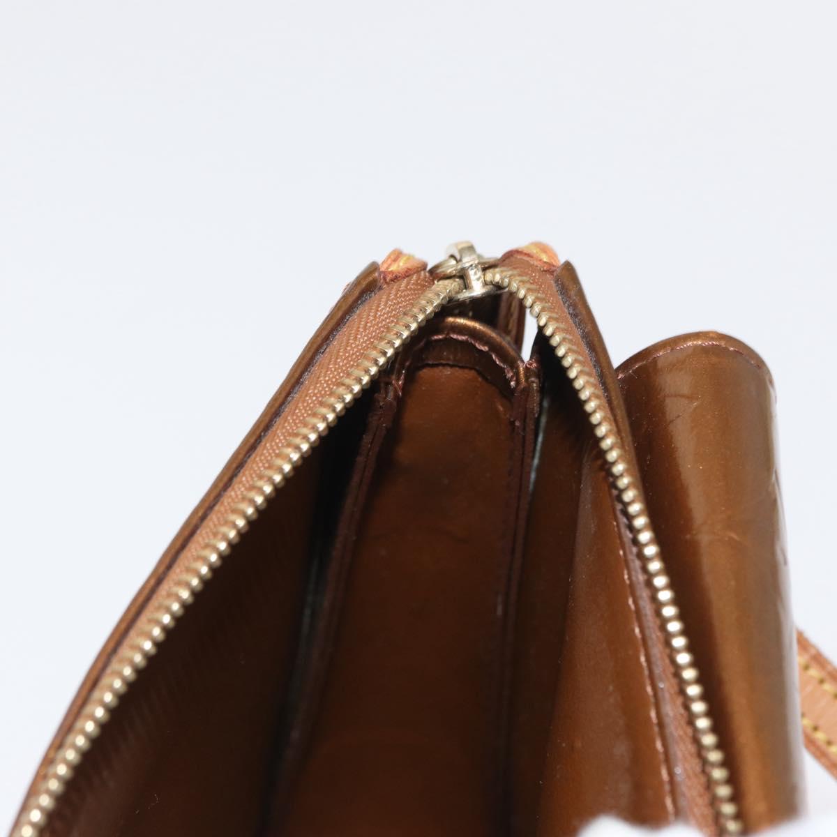 LOUIS VUITTON Monogram Vernis Motto Accessory Pouch Bronze M91138 Auth ep12725