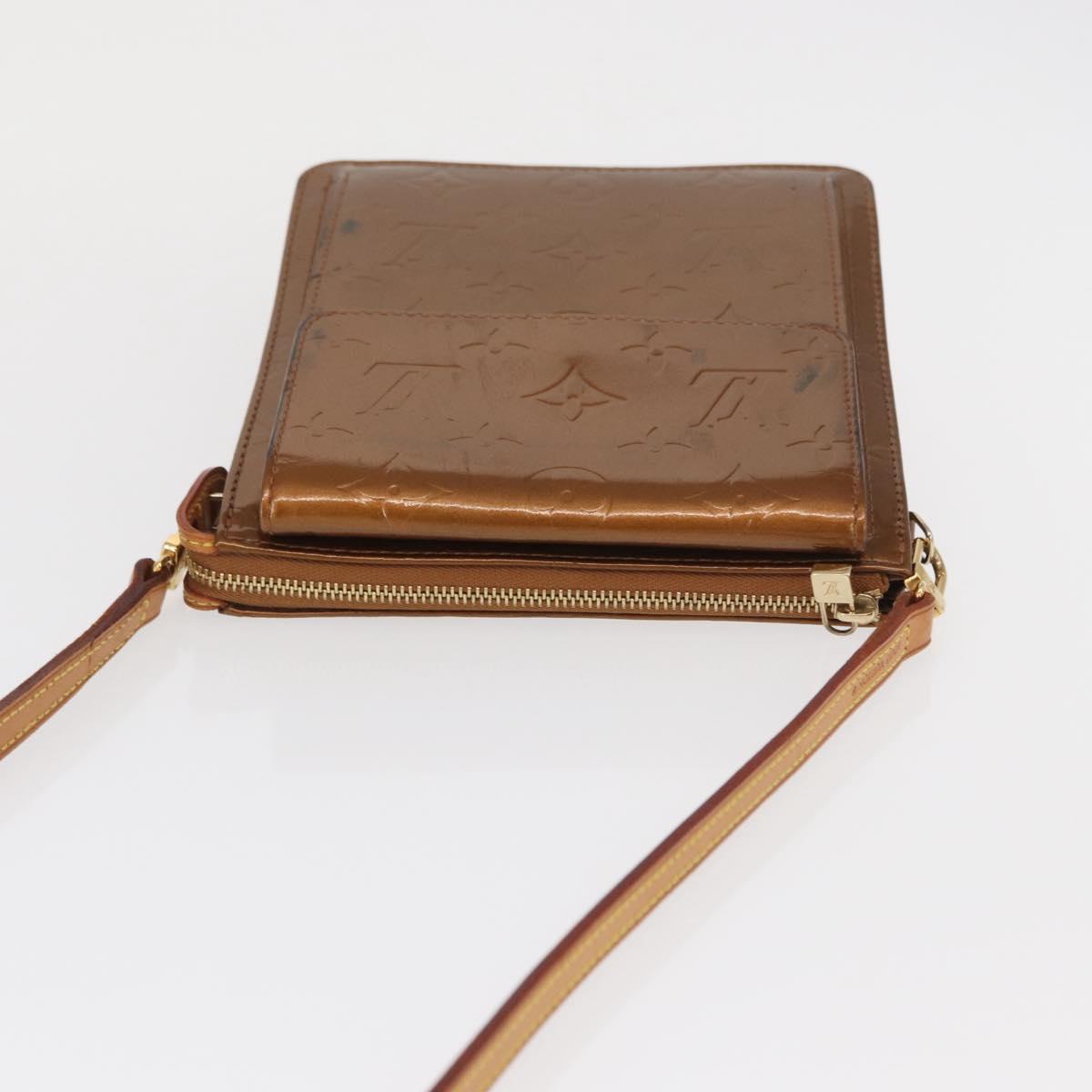 LOUIS VUITTON Monogram Vernis Motto Accessory Pouch Bronze M91138 Auth ep12725