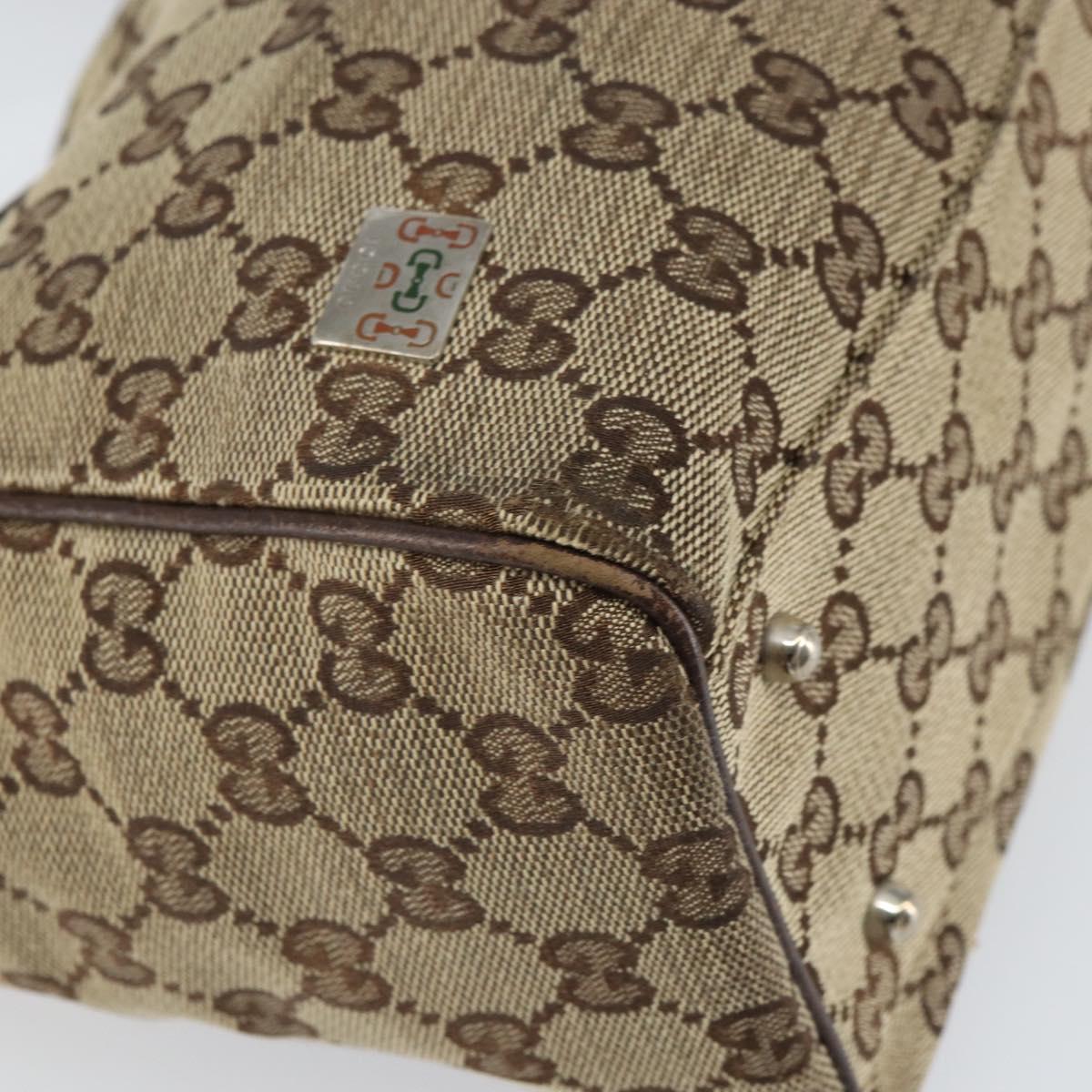 GUCCI GG Canvas Web Sherry Line Hand Bag Beige Silver 145810 Auth ep12728