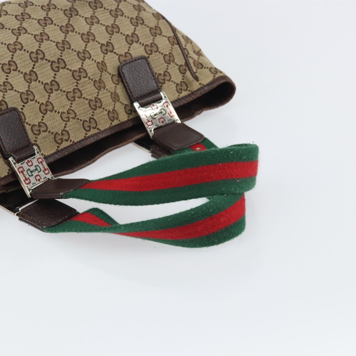 GUCCI GG Canvas Web Sherry Line Hand Bag Beige Silver 145810 Auth ep12728