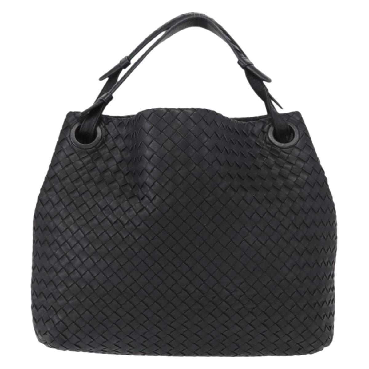 BOTTEGA VENETA INTRECCIATO Hand Bag Leather Black Auth ep12733