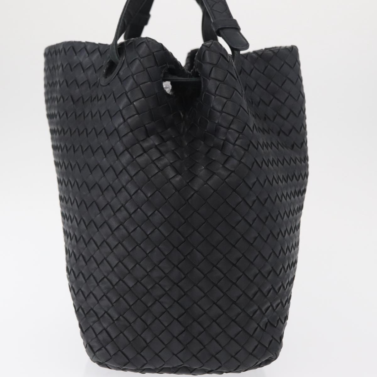 BOTTEGA VENETA INTRECCIATO Hand Bag Leather Black Auth ep12733