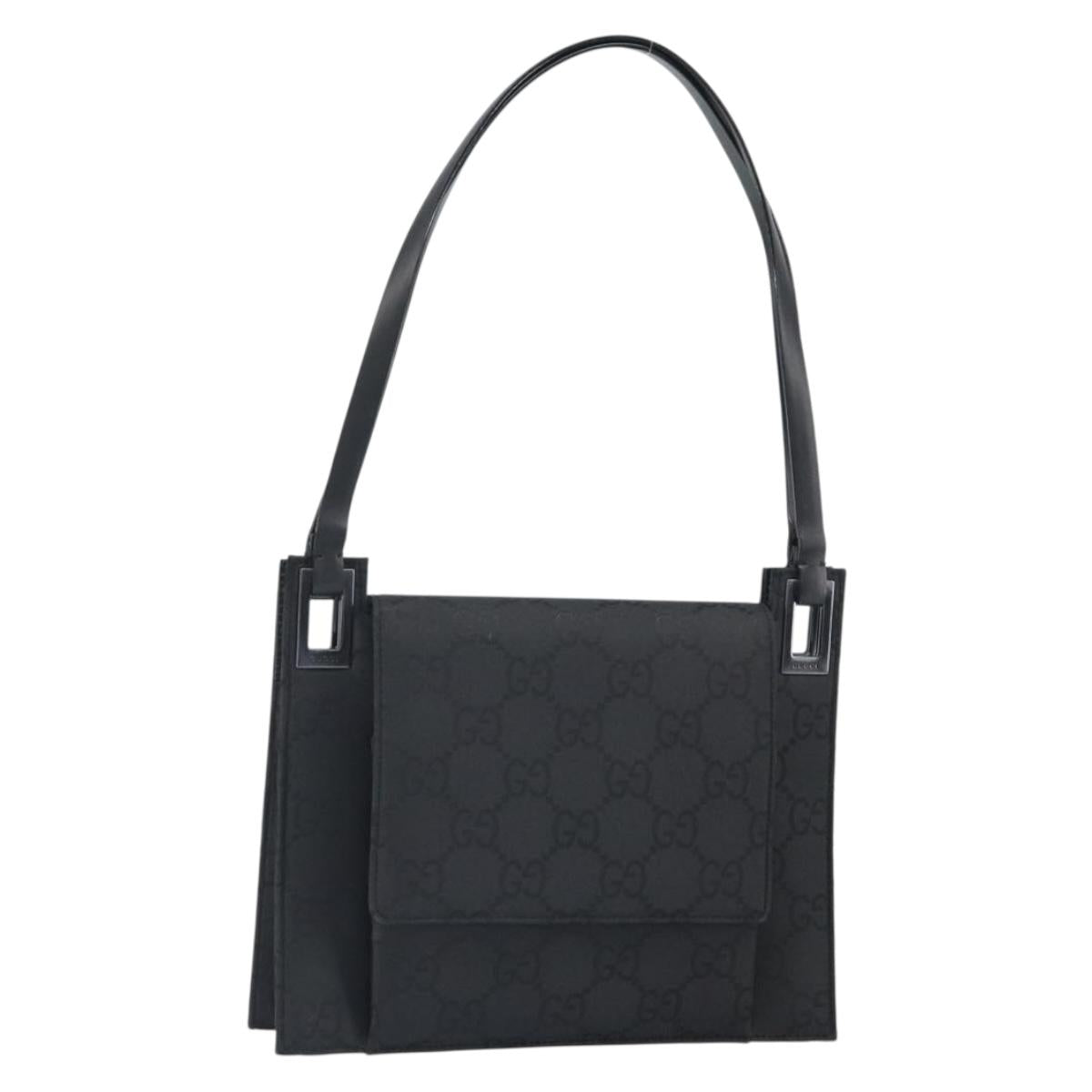 GUCCI GG Canvas Shoulder Bag Nylon Black Silver 001 3068 Auth ep12737