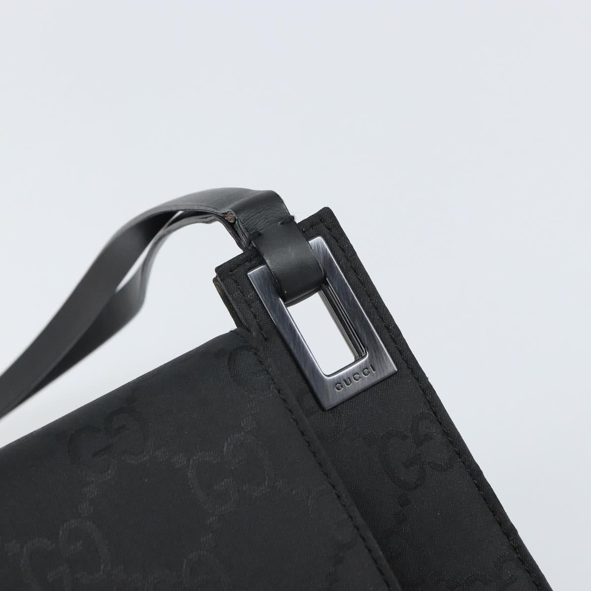 GUCCI GG Canvas Shoulder Bag Nylon Black Silver 001 3068 Auth ep12737