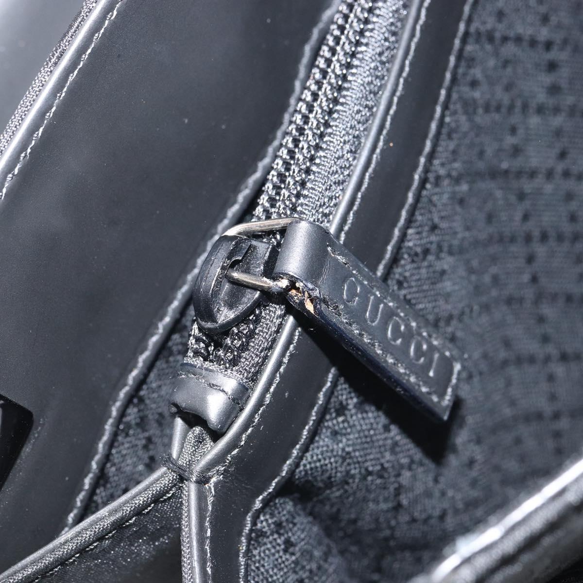 GUCCI GG Canvas Shoulder Bag Nylon Black Silver 001 3068 Auth ep12737