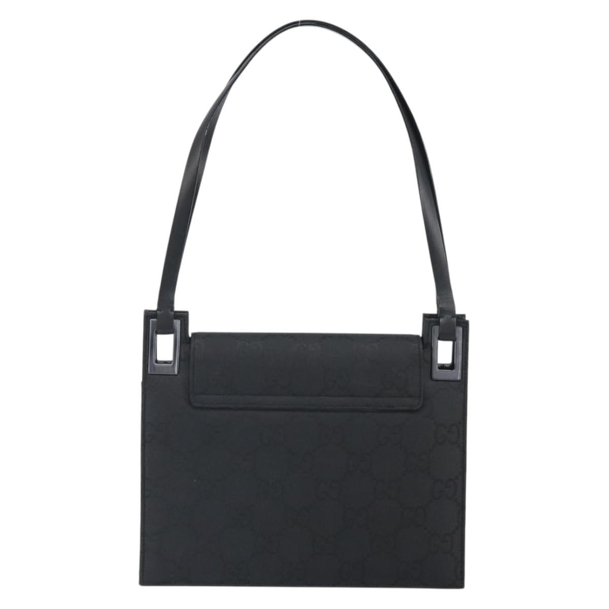 GUCCI GG Canvas Shoulder Bag Nylon Black Silver 001 3068 Auth ep12737