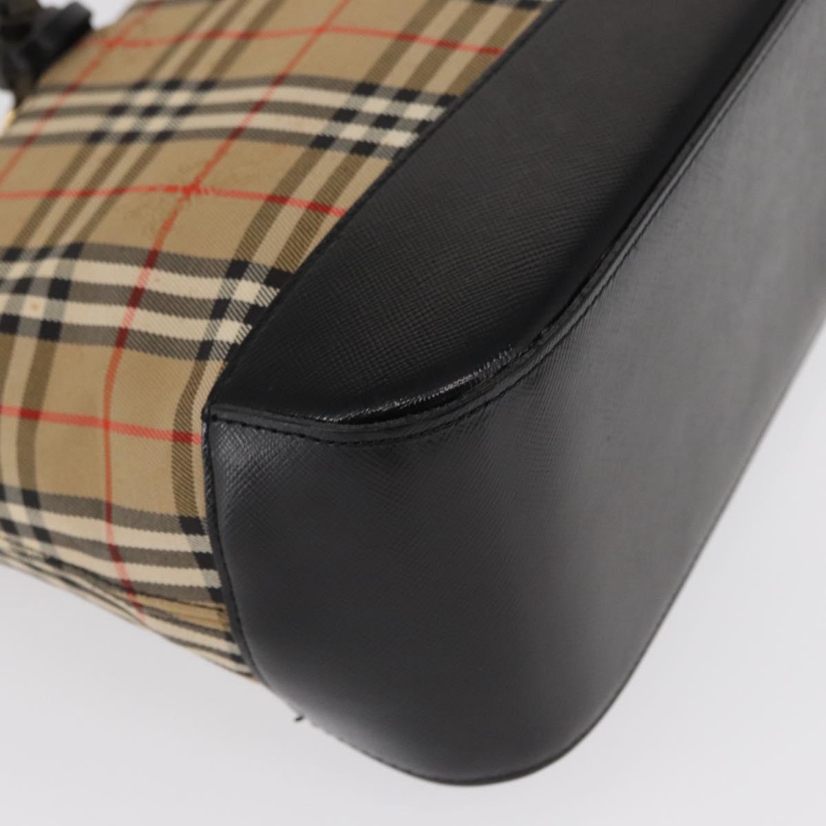 BURBERRY Nova Check Hand Bag Canvas Beige Gold Auth ep12744