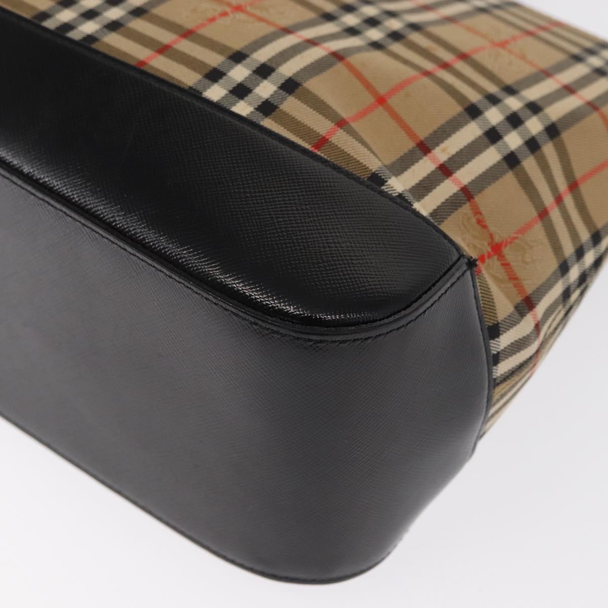 BURBERRY Nova Check Hand Bag Canvas Beige Gold Auth ep12744