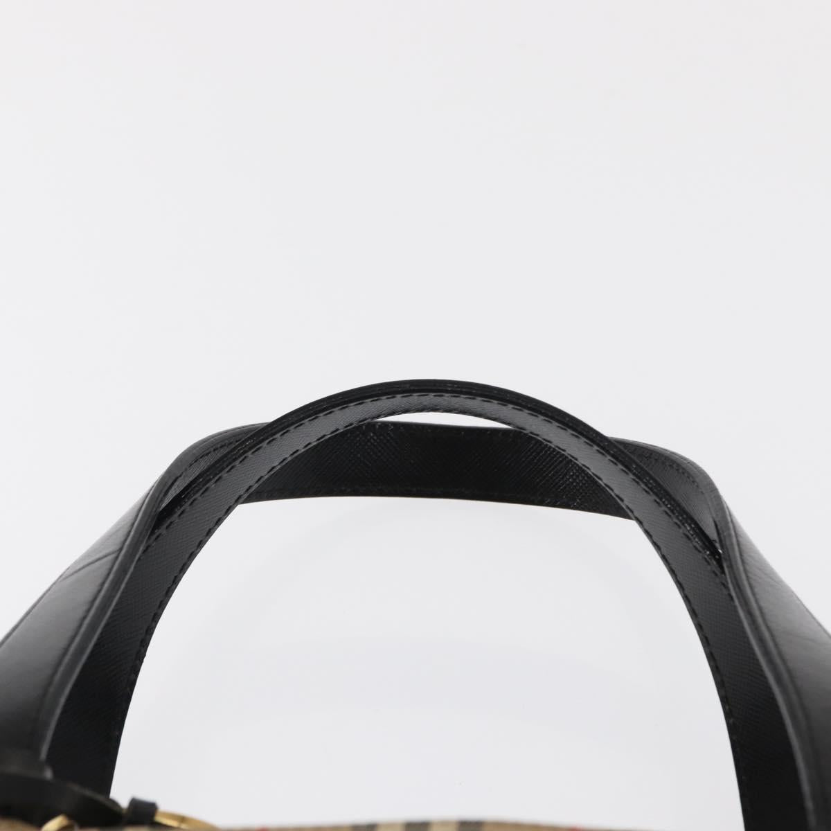 BURBERRY Nova Check Hand Bag Canvas Beige Gold Auth ep12744