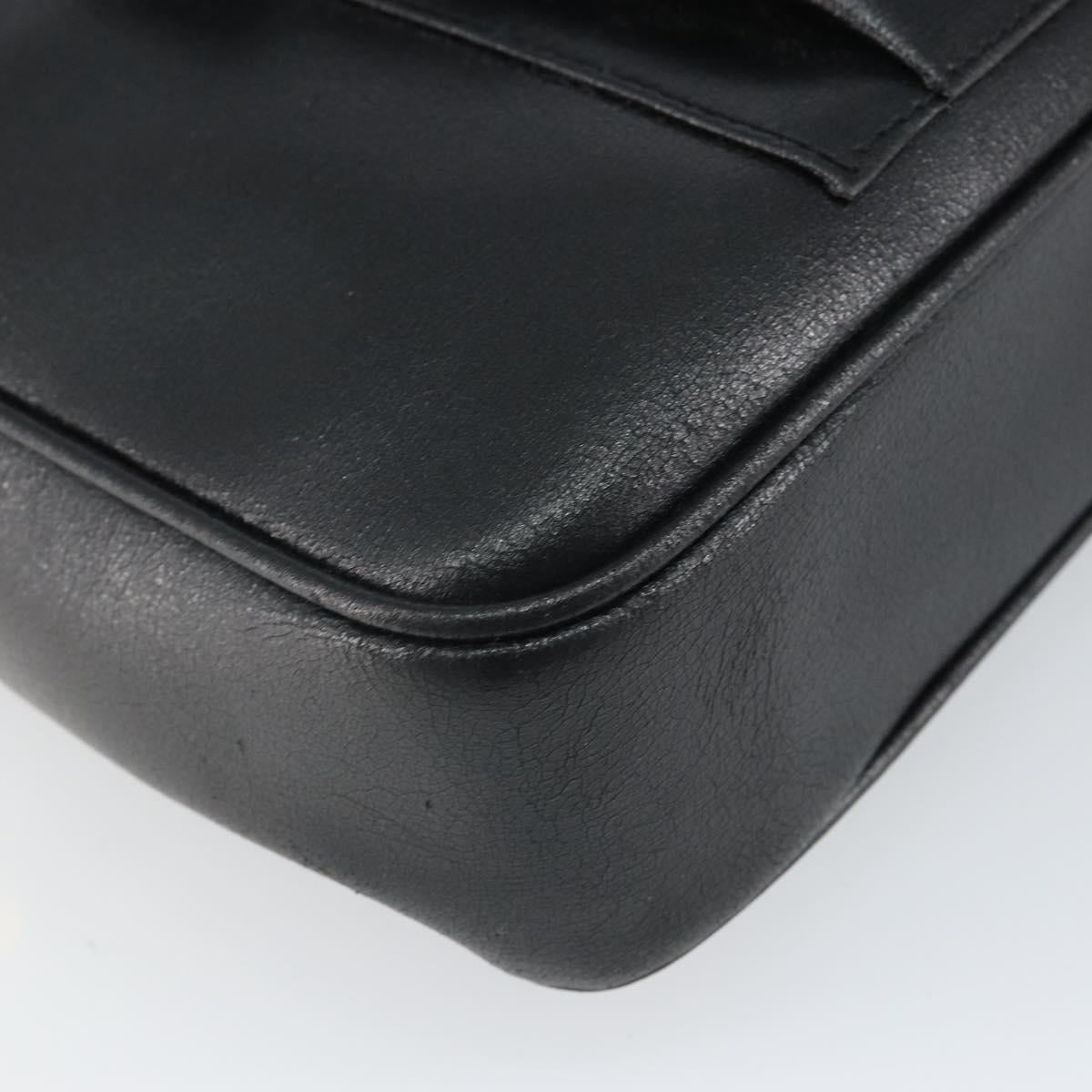 FENDI Tote Bag Leather Black Gold Auth ep12747