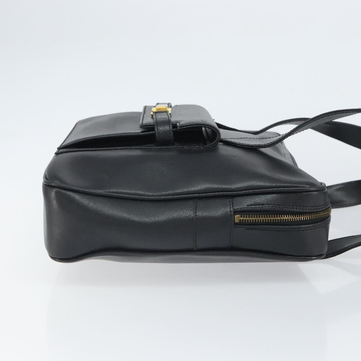 FENDI Tote Bag Leather Black Gold Auth ep12747