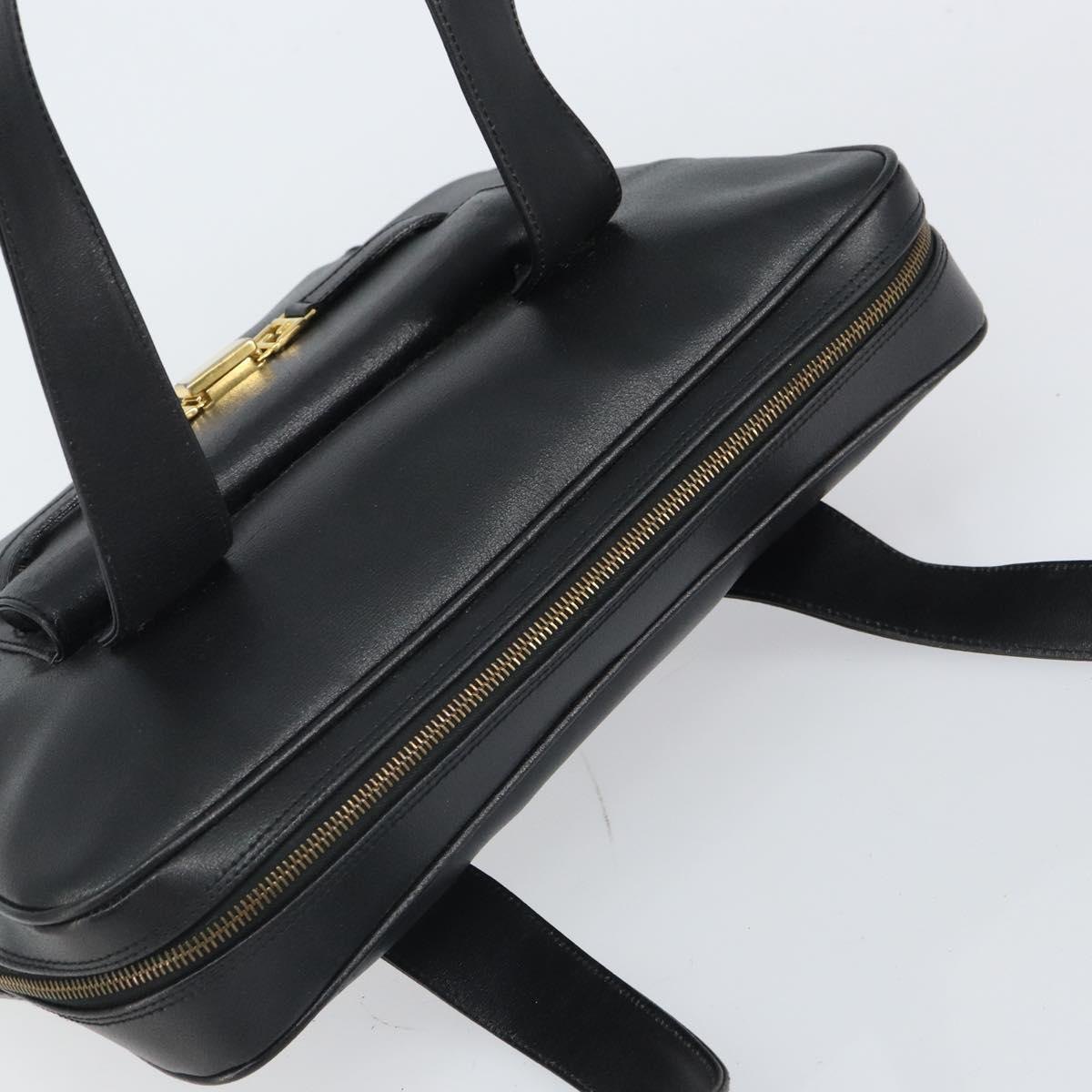 FENDI Tote Bag Leather Black Gold Auth ep12747