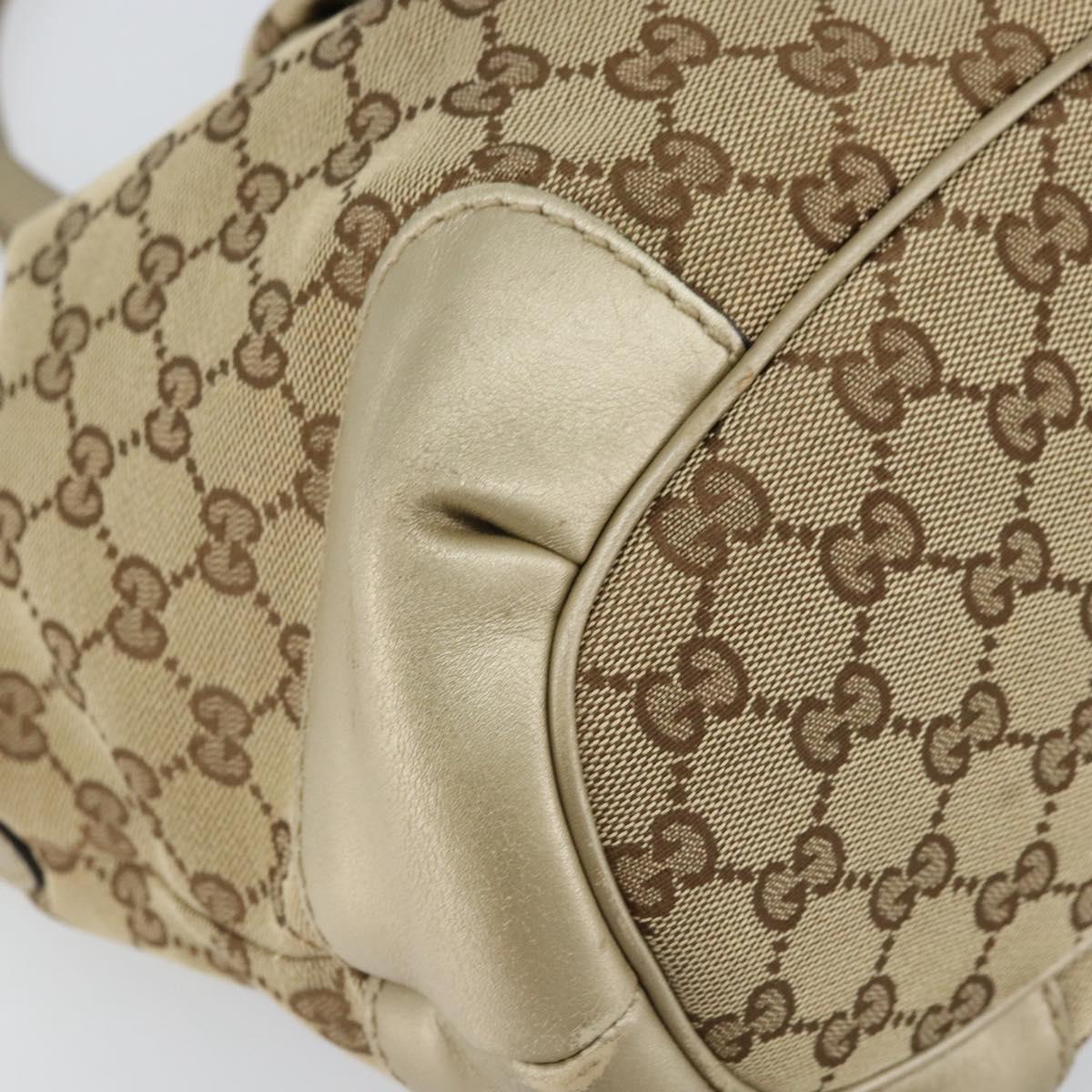 GUCCI GG Canvas Hand Bag 2way Beige Gold 247902 Auth ep12749