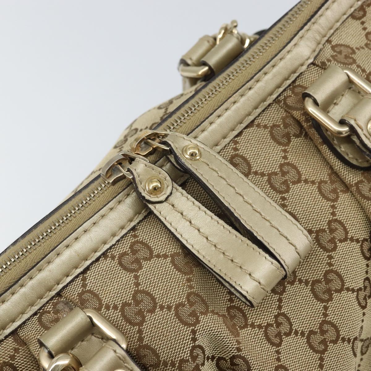 GUCCI GG Canvas Hand Bag 2way Beige Gold 247902 Auth ep12749