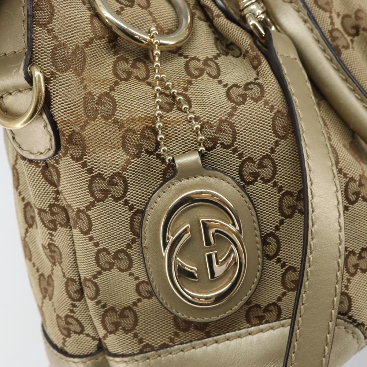 GUCCI GG Canvas Hand Bag 2way Beige Gold 247902 Auth ep12749
