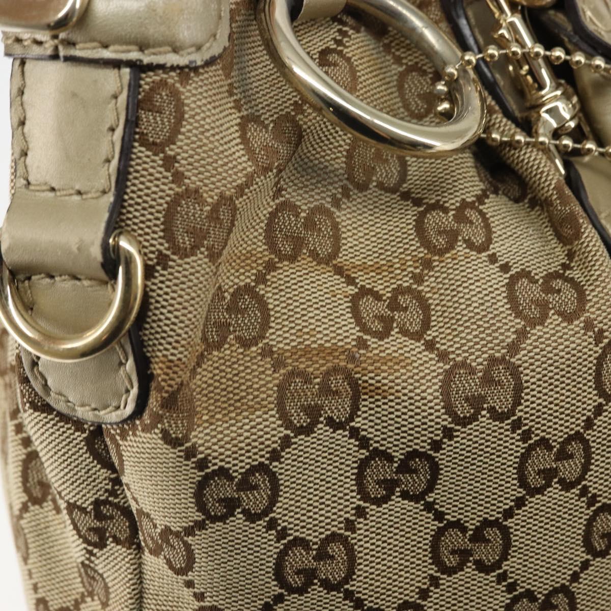 GUCCI GG Canvas Hand Bag 2way Beige Gold 247902 Auth ep12749