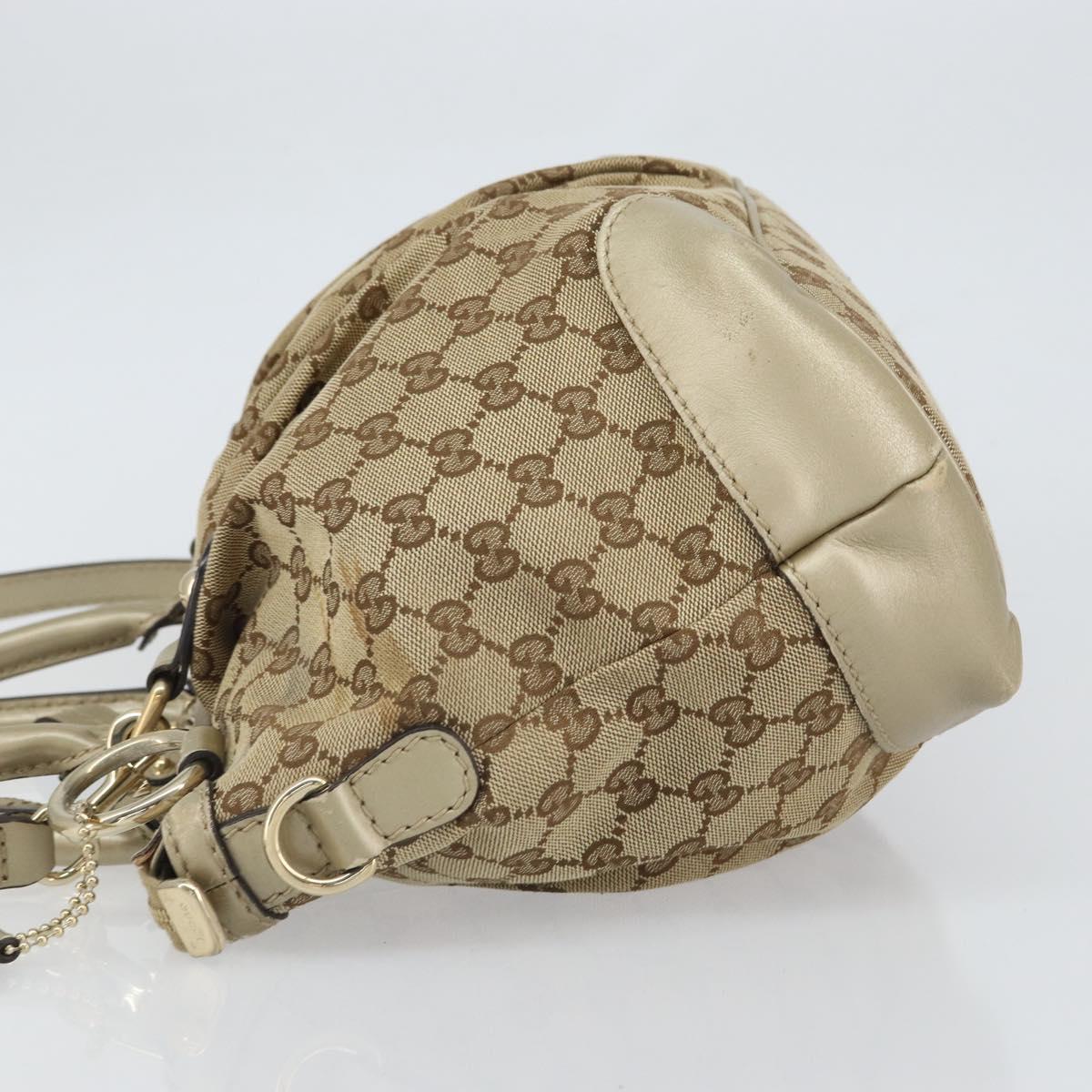 GUCCI GG Canvas Hand Bag 2way Beige Gold 247902 Auth ep12749