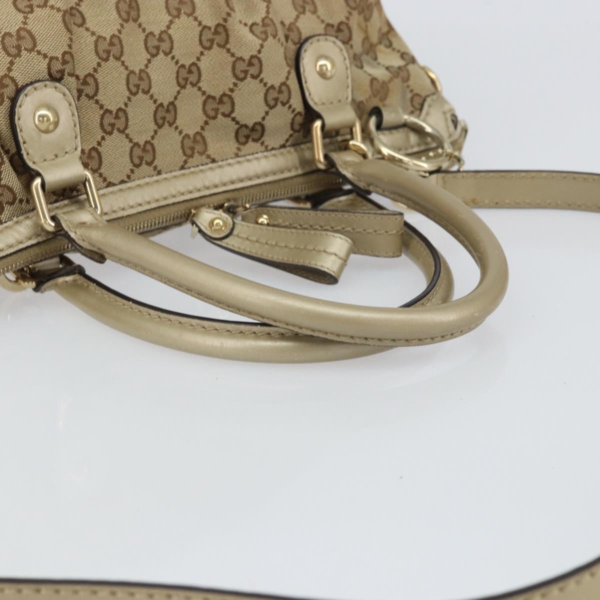 GUCCI GG Canvas Hand Bag 2way Beige Gold 247902 Auth ep12749